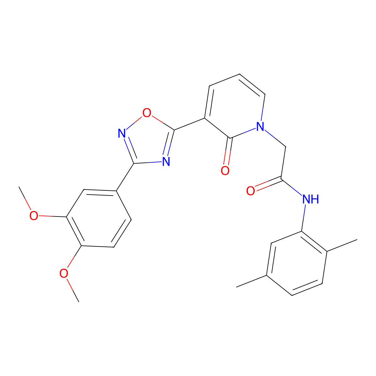 2-[3-[3-(3,4-dimethoxyphenyl)-1,2,4-oxadiazol-5-yl]-2-oxopyridin-1(2H)-yl]-N-(2,5-dimethylphenyl)acetamide molecular structure, CAS 1105234-89-6