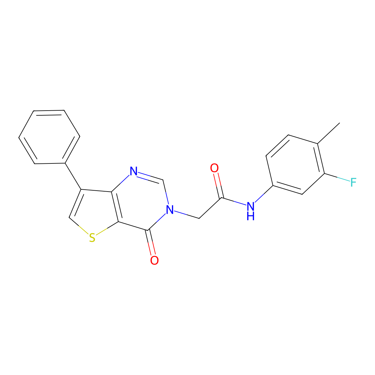 N-(3-fluoro-4-methylphenyl)-2-(4-oxo-7-phenylthieno[3,2-d]pyrimidin-3(4H)-yl)acetamide molecular structure, CAS 1105234-95-4