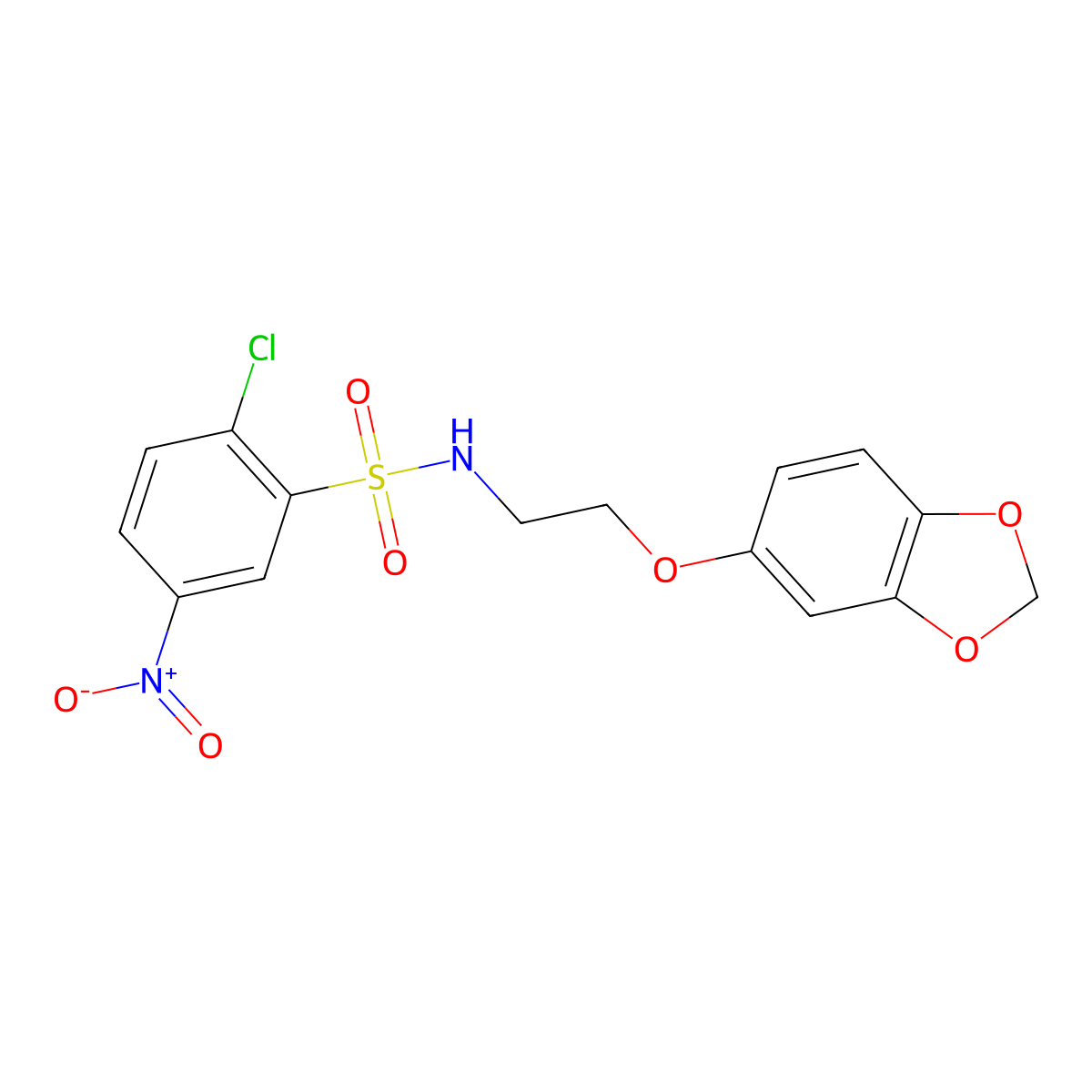 N-(2-(benzo[d][1,3]dioxol-5-yloxy)ethyl)-2-chloro-5-nitrobenzenesulfonamide molecular structure, CAS 1105234-96-5