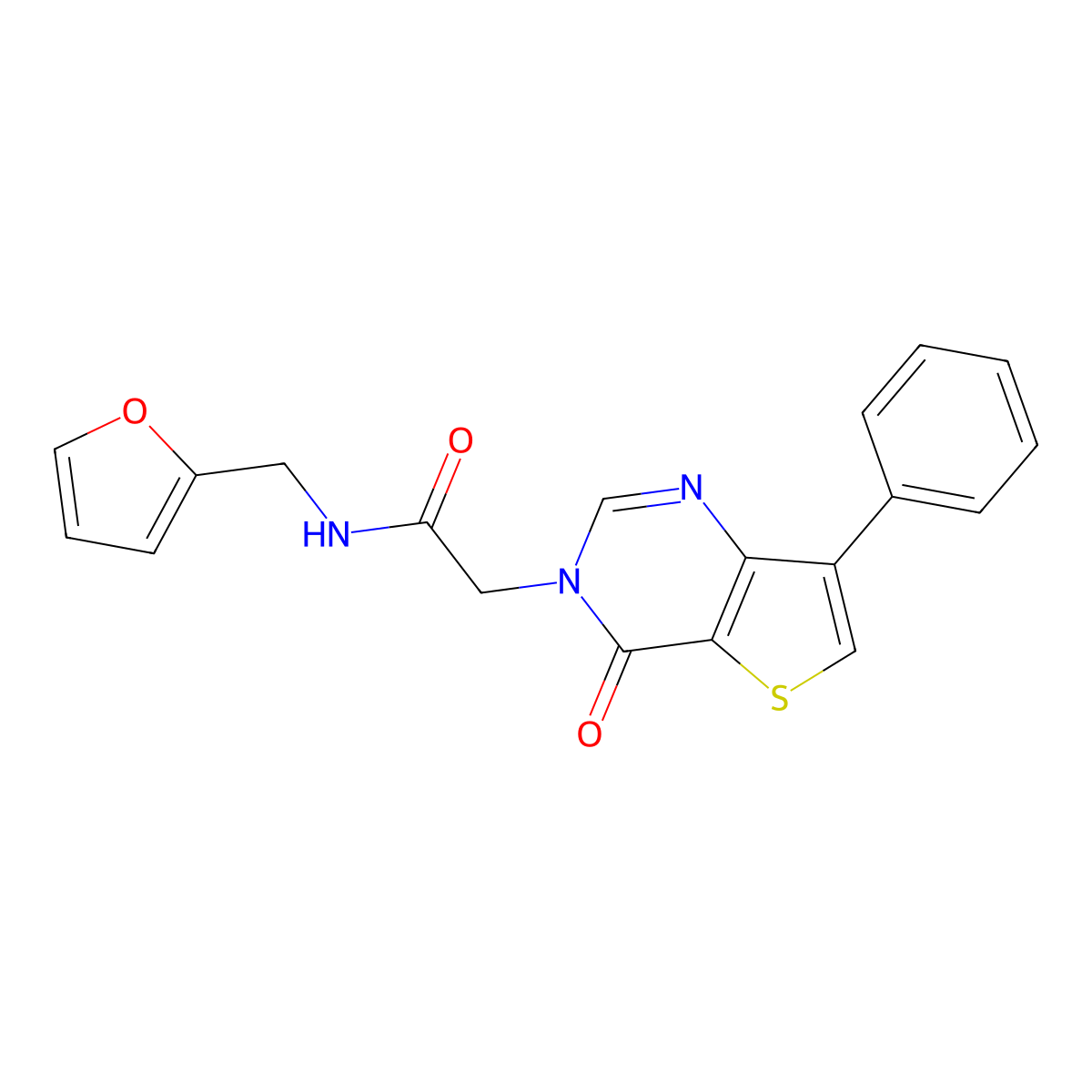N-(2-furylmethyl)-2-(4-oxo-7-phenylthieno[3,2-d]pyrimidin-3(4H)-yl)acetamide molecular structure, CAS 1105235-03-7