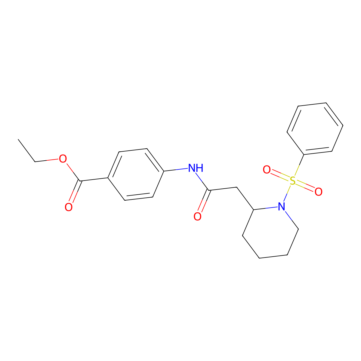 Ethyl 4-(2-(1-(phenylsulfonyl)piperidin-2-yl)acetamido)benzoate molecular structure, CAS 1105235-09-3
