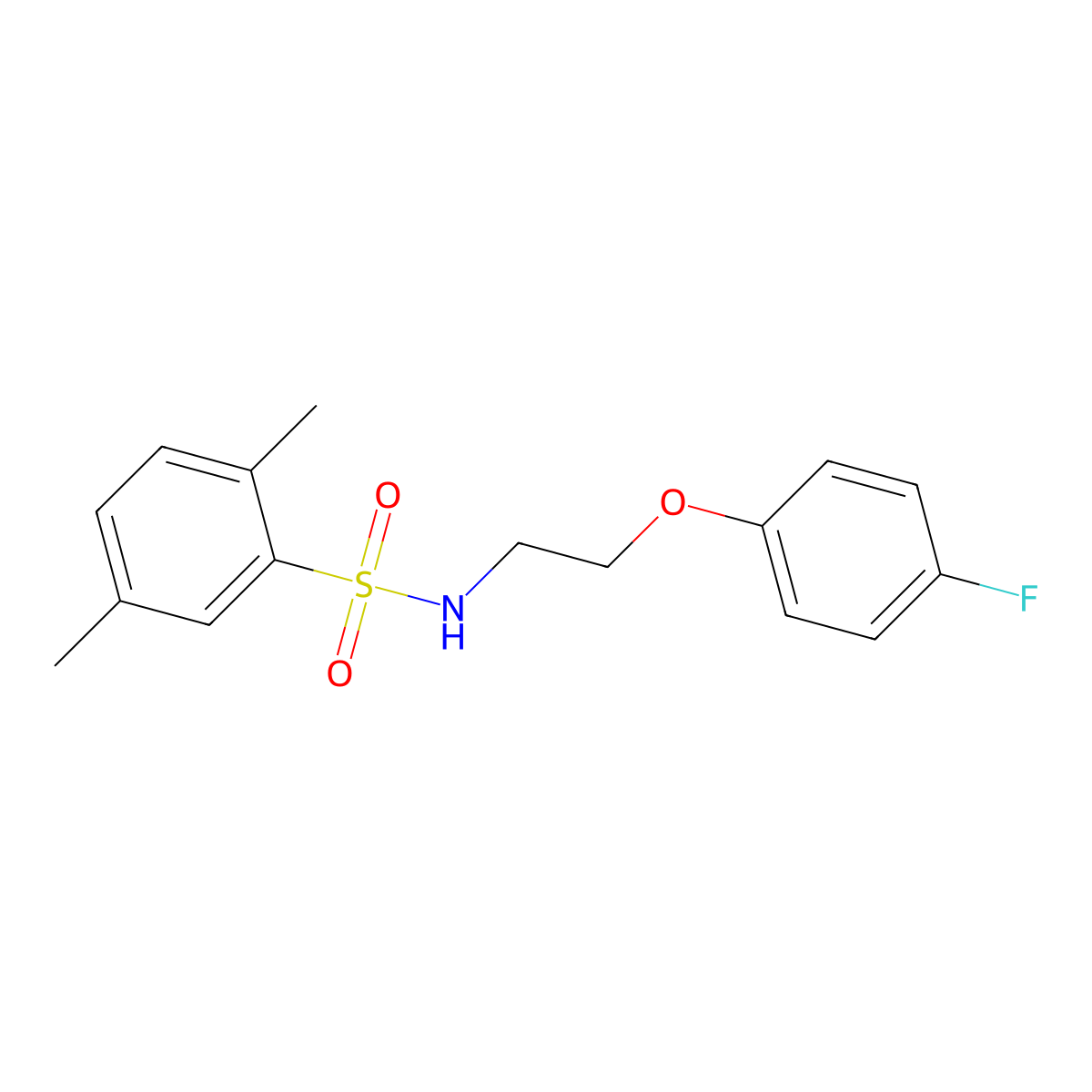 N-(2-(4-fluorophenoxy)ethyl)-2,5-dimethylbenzenesulfonamide molecular structure, CAS 1105235-11-7