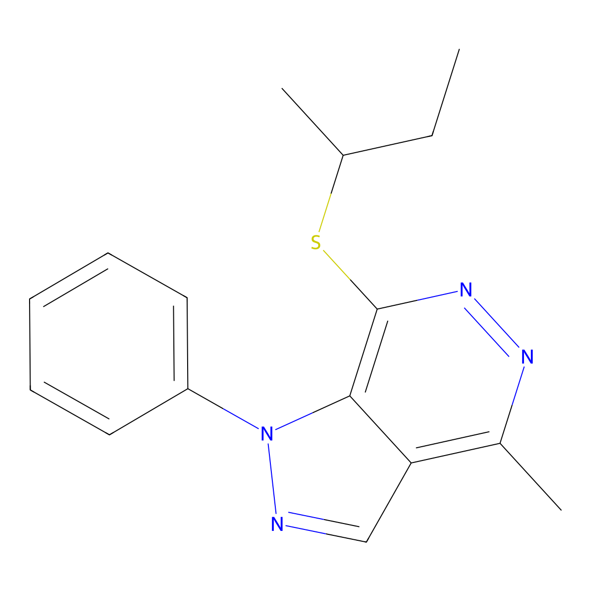 7-(sec-butylthio)-4-methyl-1-phenyl-1H-pyrazolo[3,4-d]pyridazine molecular structure, CAS 1105235-13-9