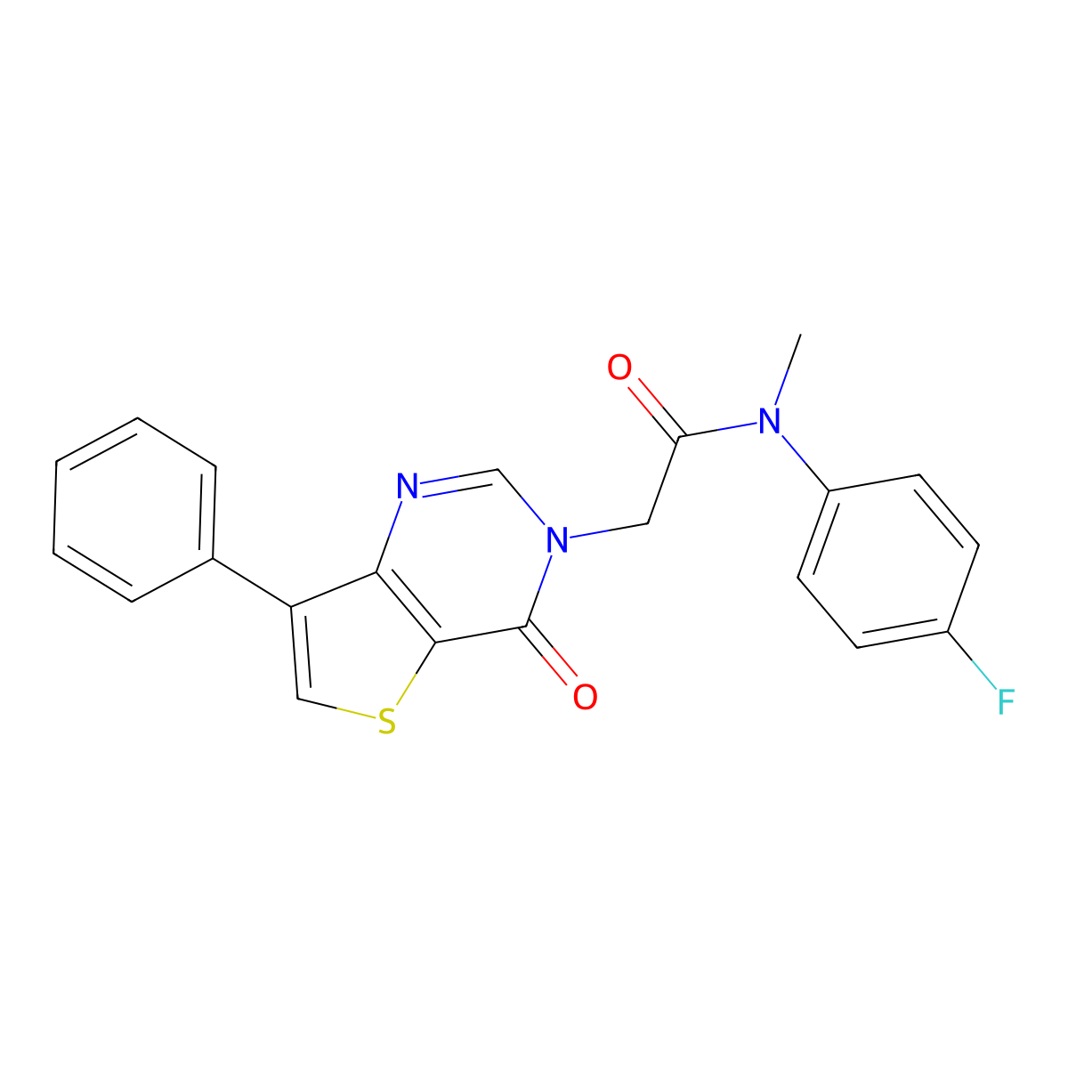 N-(4-fluorophenyl)-N-methyl-2-(4-oxo-7-phenylthieno[3,2-d]pyrimidin-3(4H)-yl)acetamide molecular structure, CAS 1105235-14-0