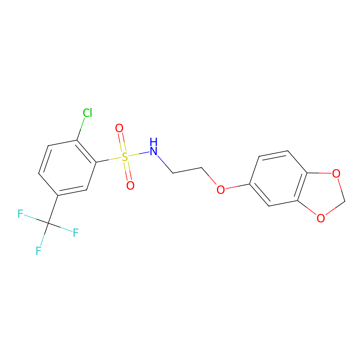 N-(2-(benzo[d][1,3]dioxol-5-yloxy)ethyl)-2-chloro-5-(trifluoromethyl)benzenesulfonamide molecular structure, CAS 1105235-15-1