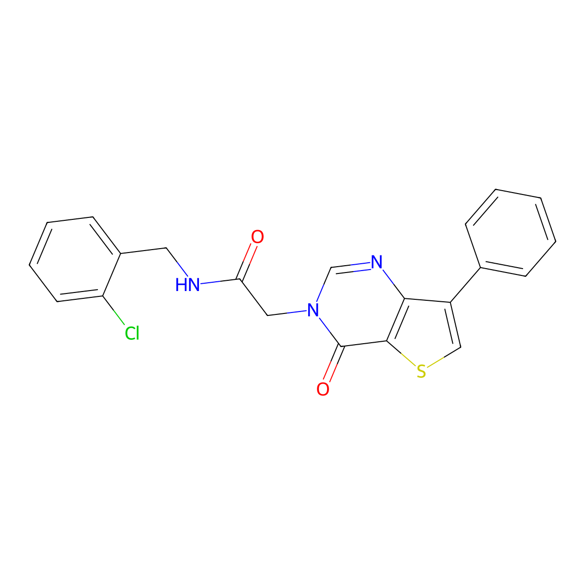 N-(2-chlorobenzyl)-2-(4-oxo-7-phenylthieno[3,2-d]pyrimidin-3(4H)-yl)acetamide molecular structure, CAS 1105235-17-3