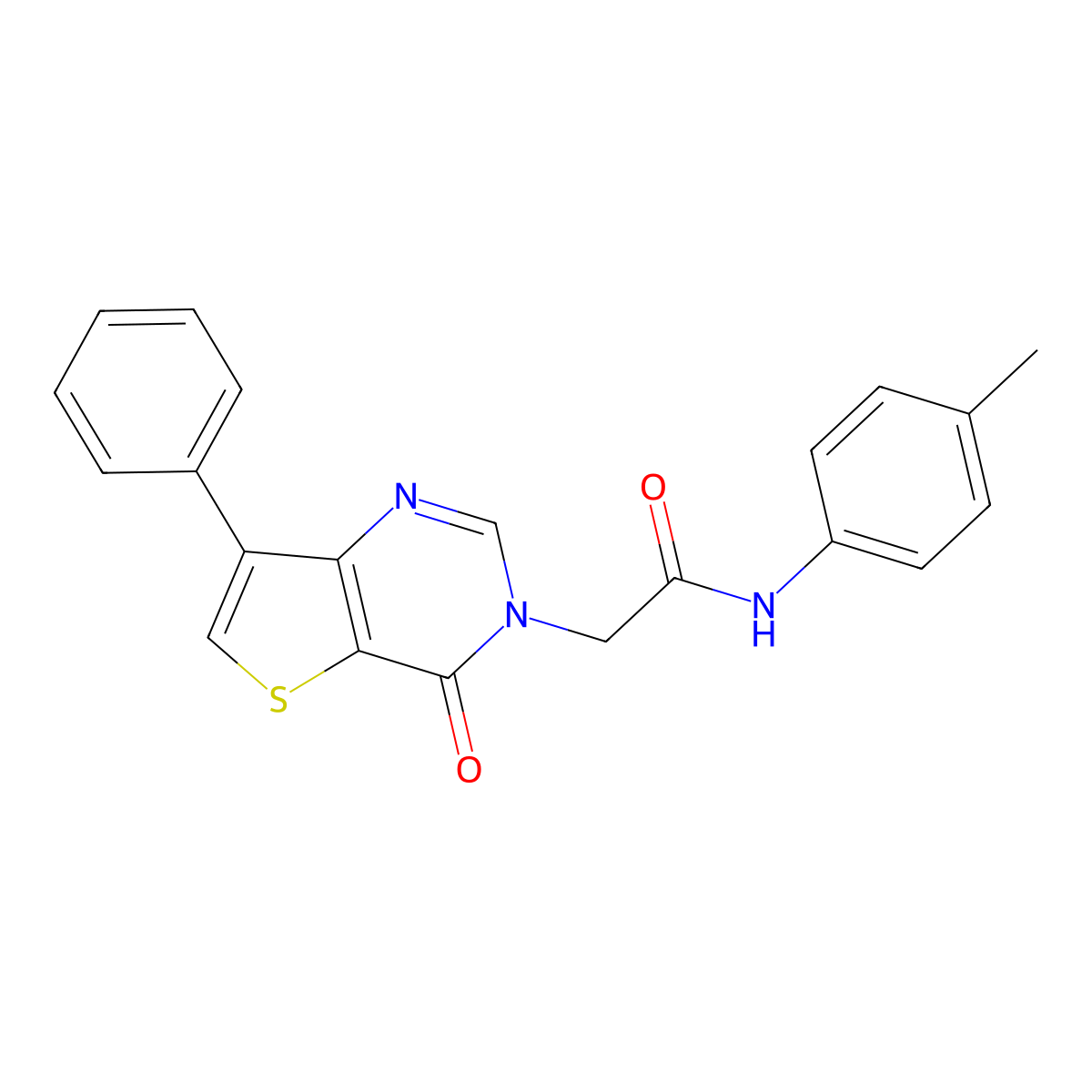 N-(4-methylphenyl)-2-(4-oxo-7-phenylthieno[3,2-d]pyrimidin-3(4H)-yl)acetamide molecular structure, CAS 1105235-21-9