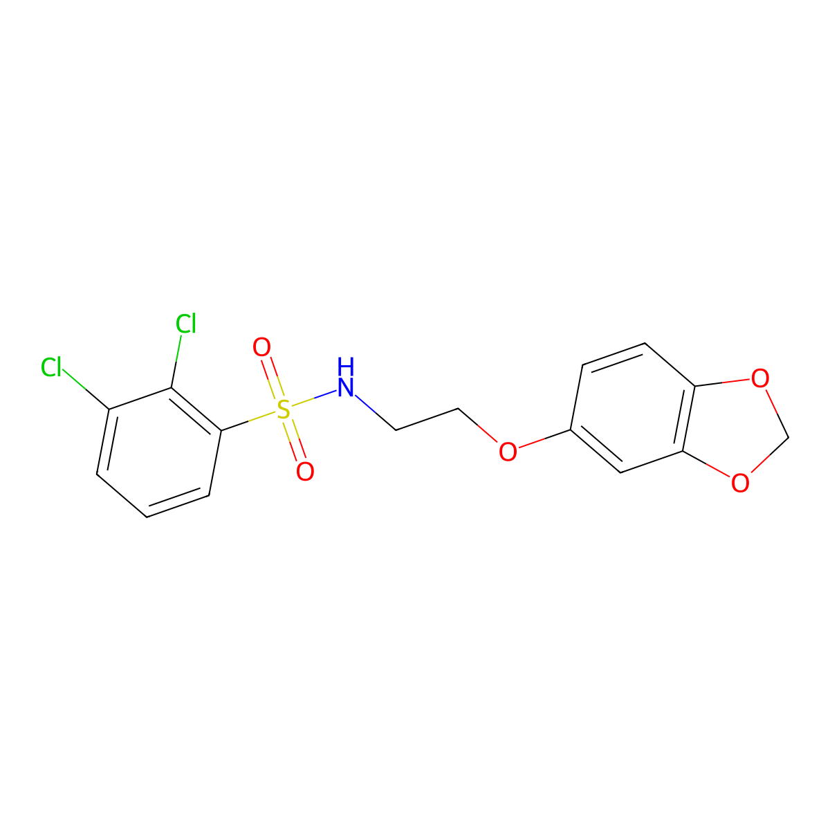 N-[2-(1,3-benzodioxol-5-yloxy)ethyl]-2,3-dichlorobenzenesulfonamide molecular structure, CAS 1105235-22-0