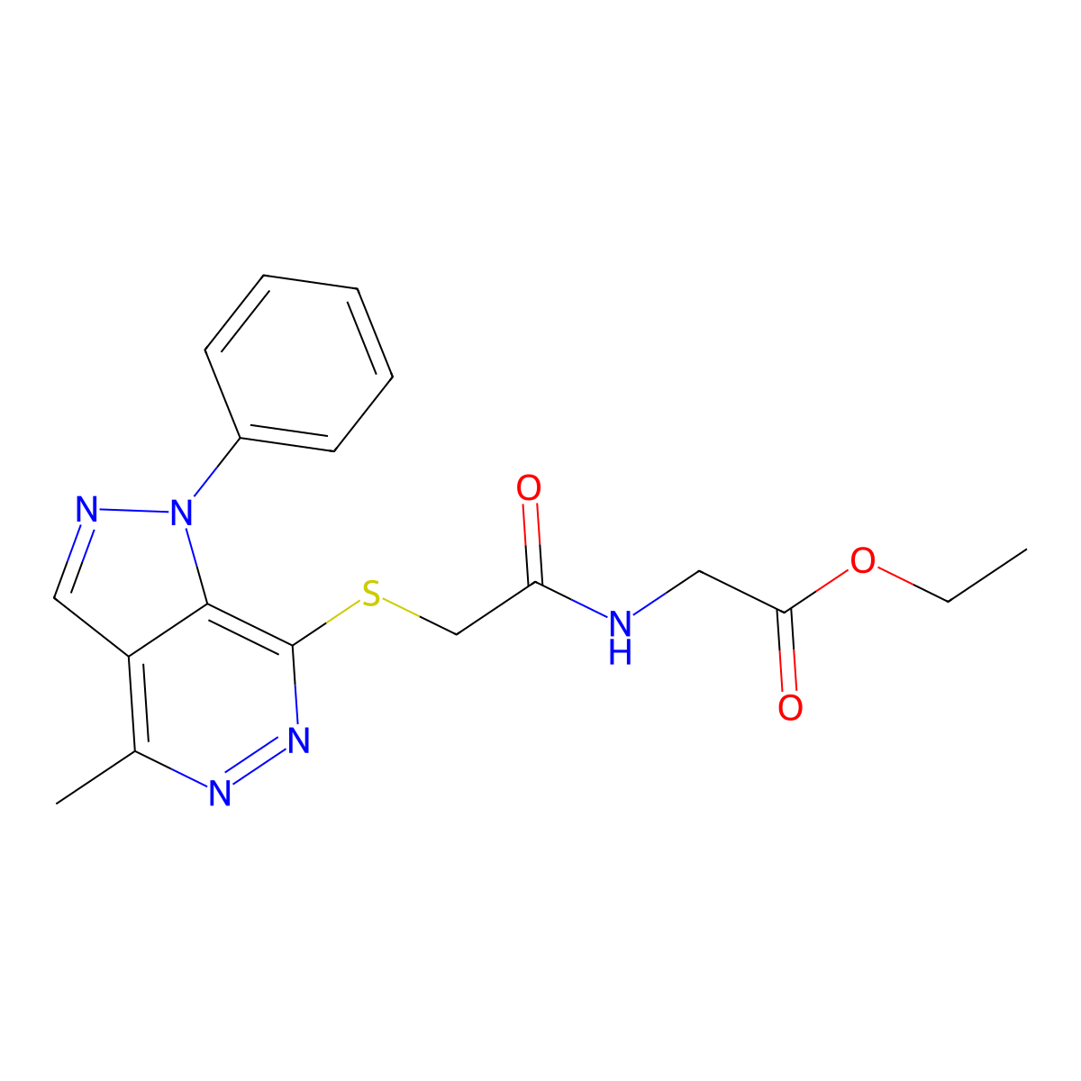 ethyl 2-[2-({4-methyl-1-phenyl-1H-pyrazolo[3,4-d]pyridazin-7-yl}sulfanyl)acetamido]acetate molecular structure, CAS 1105235-27-5