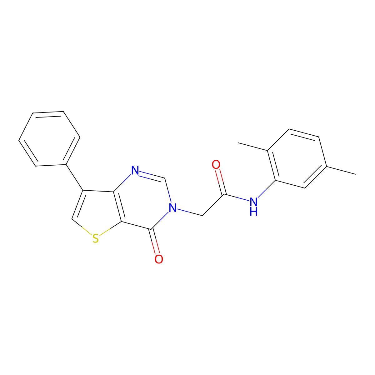 N-(2,5-dimethylphenyl)-2-(4-oxo-7-phenylthieno[3,2-d]pyrimidin-3(4H)-yl)acetamide molecular structure, CAS 1105235-28-6