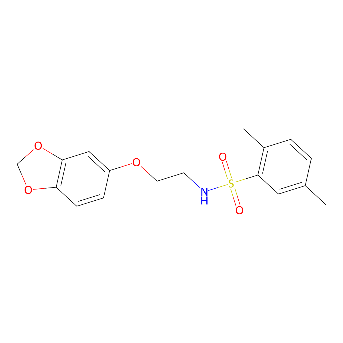 N-(2-(benzo[d][1,3]dioxol-5-yloxy)ethyl)-2,5-dimethylbenzenesulfonamide molecular structure, CAS 1105235-29-7