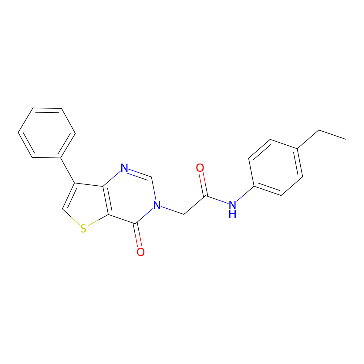 N-(4-ethylphenyl)-2-(4-oxo-7-phenylthieno[3,2-d]pyrimidin-3(4H)-yl)acetamide molecular structure, CAS 1105235-36-6