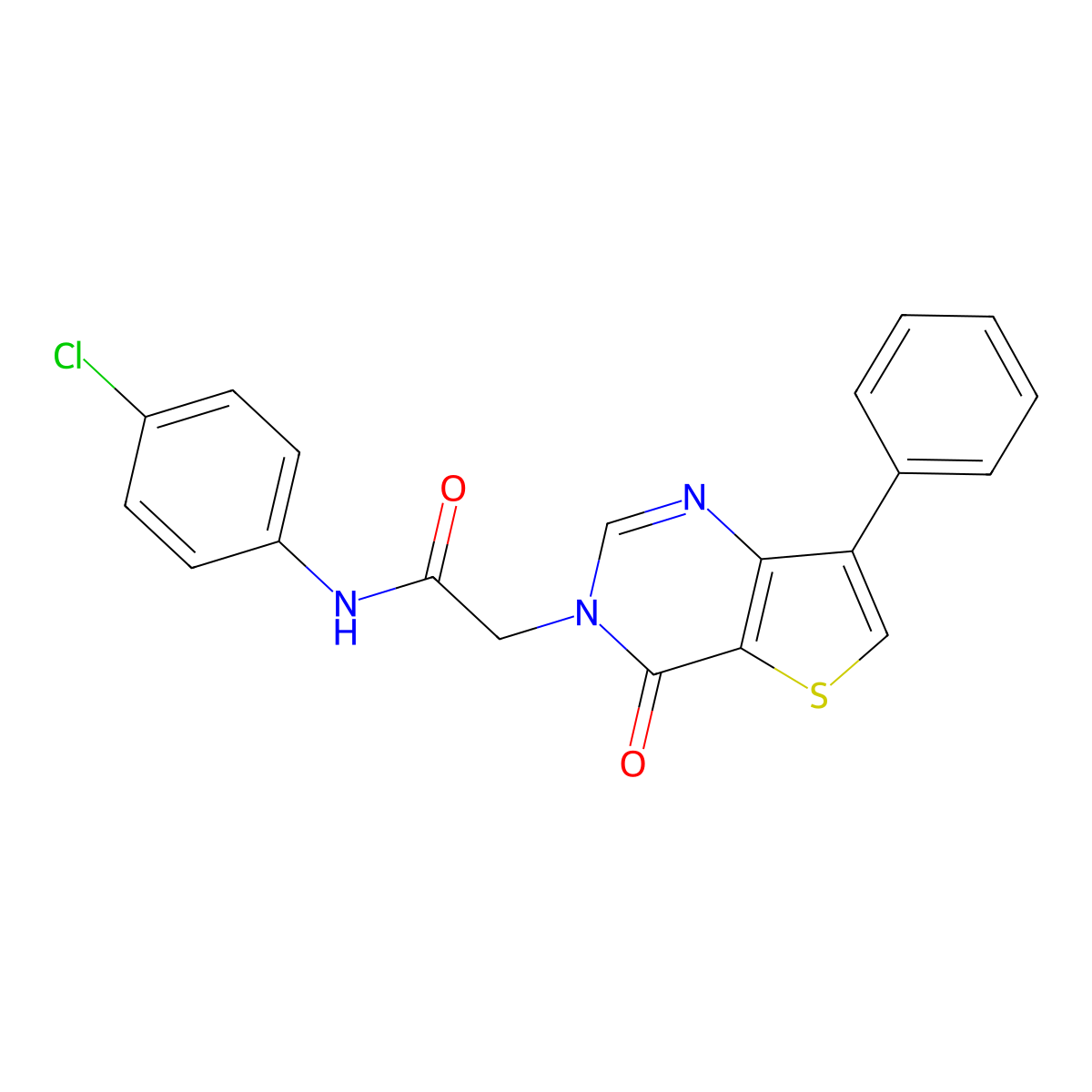 N-(4-chlorophenyl)-2-(4-oxo-7-phenylthieno[3,2-d]pyrimidin-3(4H)-yl)acetamide molecular structure, CAS 1105235-39-9