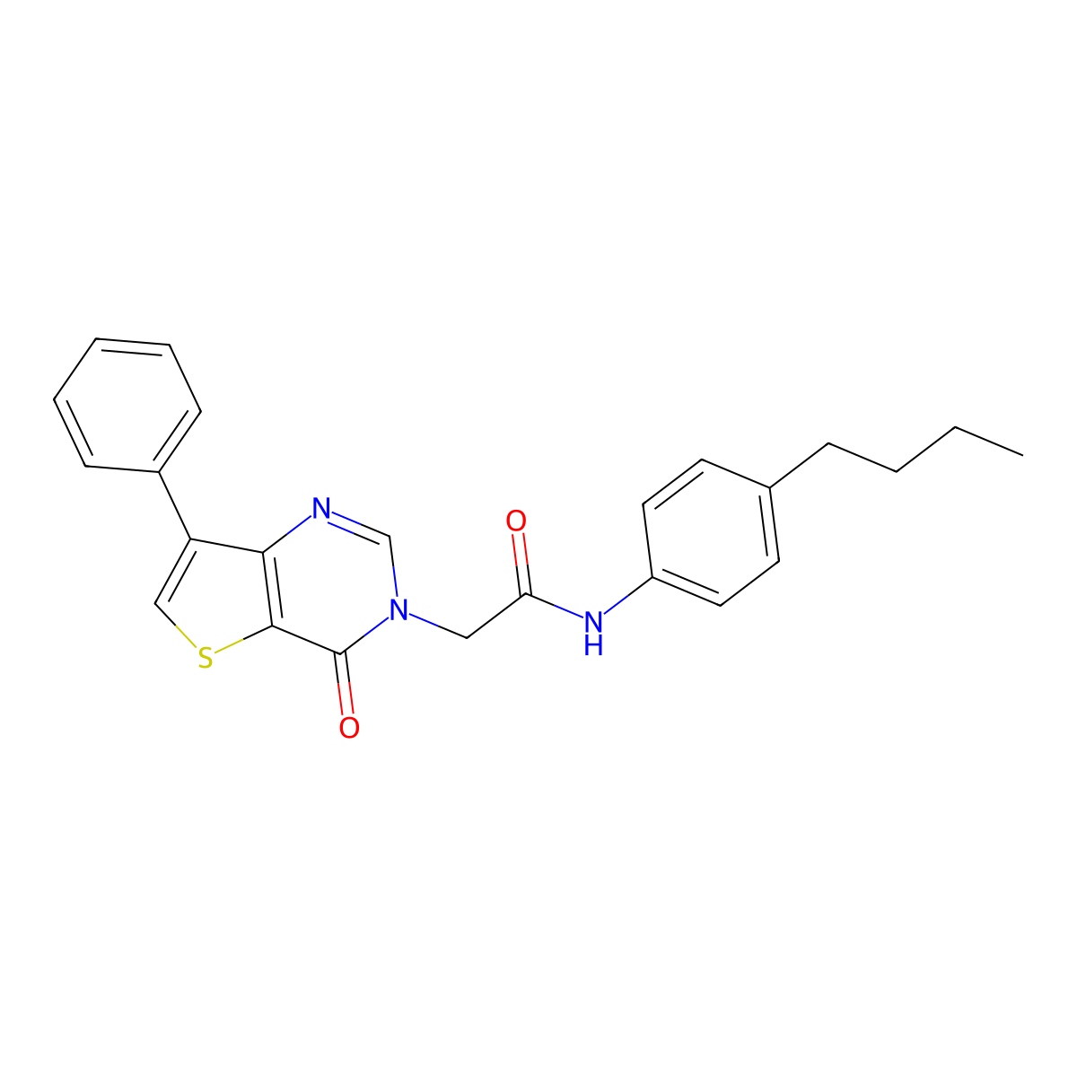 N-(4-butylphenyl)-2-(4-oxo-7-phenylthieno[3,2-d]pyrimidin-3(4H)-yl)acetamide molecular structure, CAS 1105235-44-6