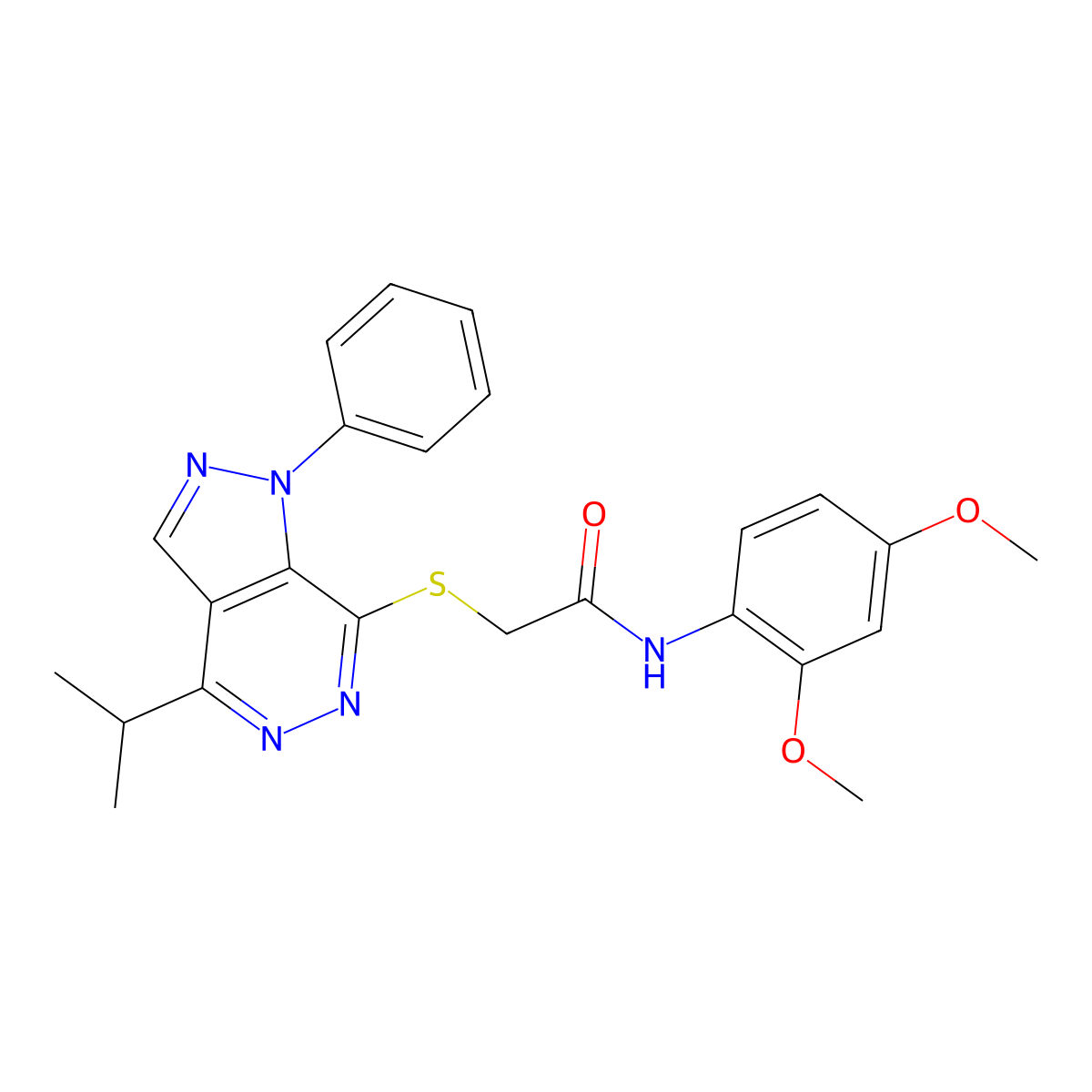 N-(2,4-dimethoxyphenyl)-2-((4-isopropyl-1-phenyl-1H-pyrazolo[3,4-d]pyridazin-7-yl)thio)acetamide molecular structure, CAS 1105235-51-5