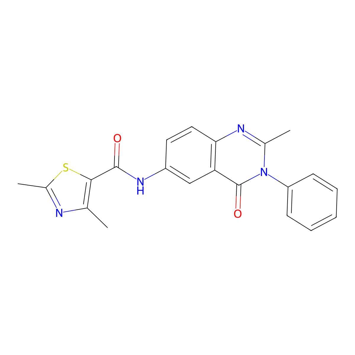 2,4-dimethyl-N-(2-methyl-4-oxo-3-phenyl-3,4-dihydroquinazolin-6-yl)thiazole-5-carboxamide molecular structure, CAS 1105235-53-7