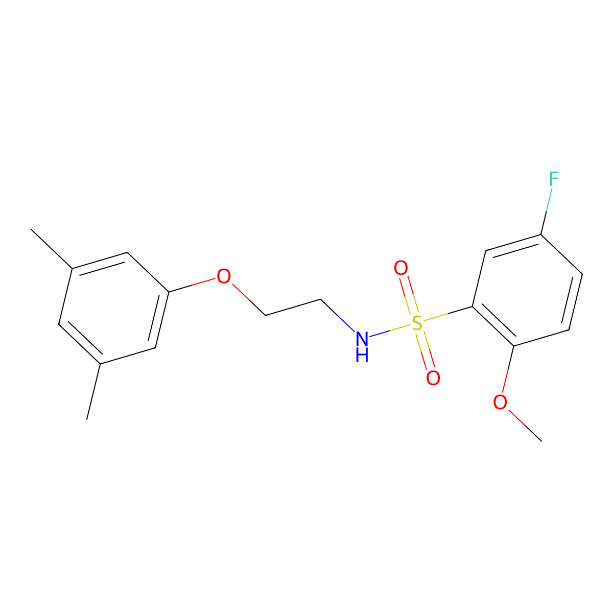 N-(2-(3,5-dimethylphenoxy)ethyl)-5-fluoro-2-methoxybenzenesulfonamide molecular structure, CAS 1105235-56-0
