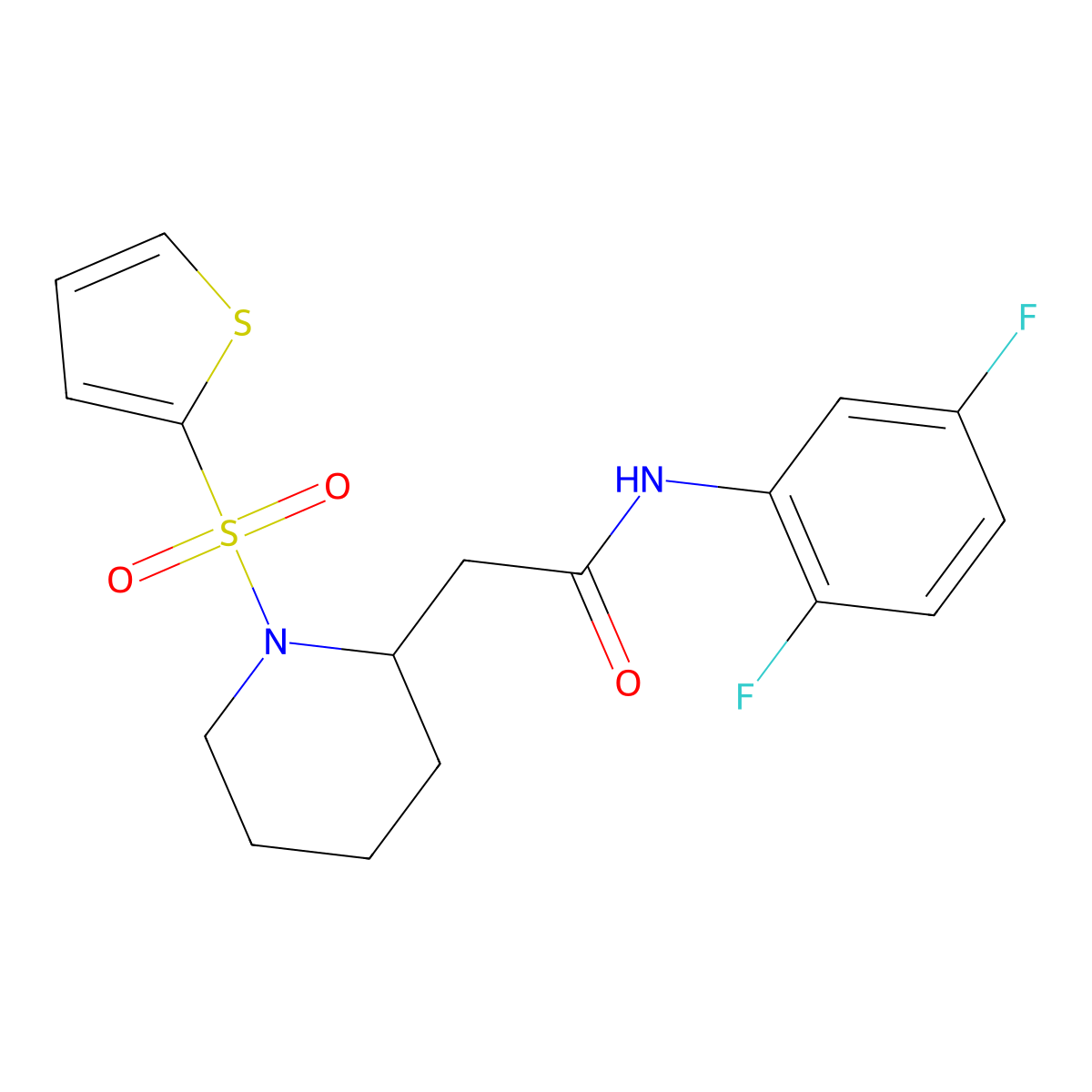 N-(2,5-difluorophenyl)-2-(1-(thiophen-2-ylsulfonyl)piperidin-2-yl)acetamide molecular structure, CAS 1105235-62-8