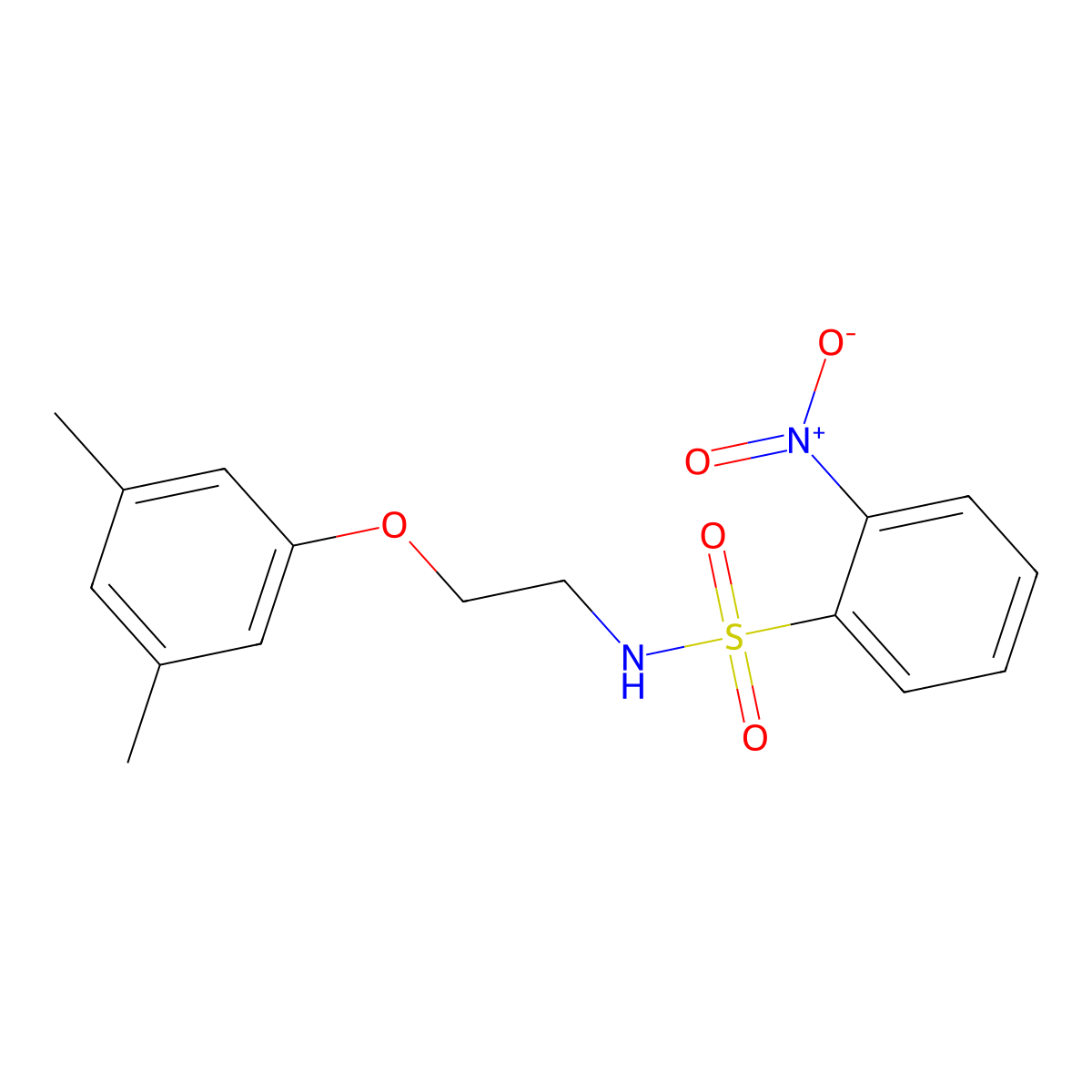 N-(2-(3,5-dimethylphenoxy)ethyl)-2-nitrobenzenesulfonamide molecular structure, CAS 1105235-64-0