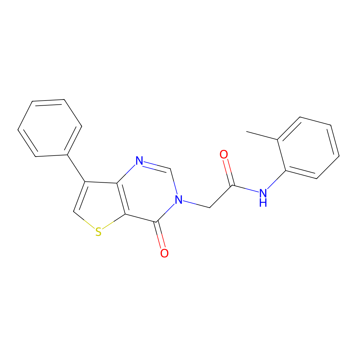 N-(2-methylphenyl)-2-(4-oxo-7-phenylthieno[3,2-d]pyrimidin-3(4H)-yl)acetamide molecular structure, CAS 1105235-71-9