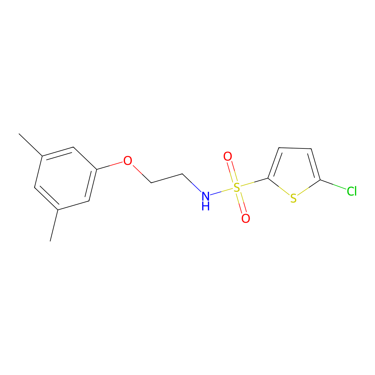 5-chloro-N-(2-(3,5-dimethylphenoxy)ethyl)thiophene-2-sulfonamide molecular structure, CAS 1105235-72-0