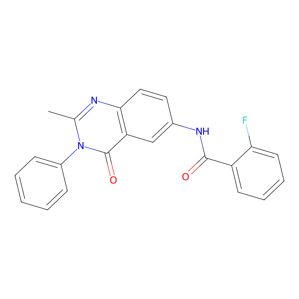 2-fluoro-N-(2-methyl-4-oxo-3-phenyl-3,4-dihydroquinazolin-6-yl)benzamide molecular structure, CAS 1105235-77-5