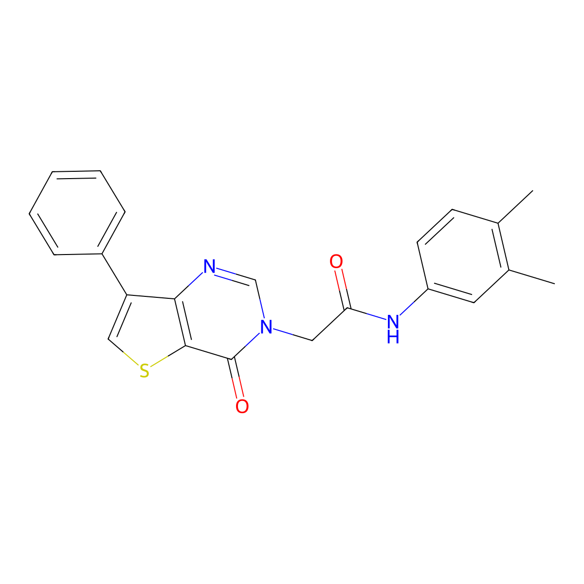 N-(3,4-dimethylphenyl)-2-(4-oxo-7-phenylthieno[3,2-d]pyrimidin-3(4H)-yl)acetamide molecular structure, CAS 1105235-79-7