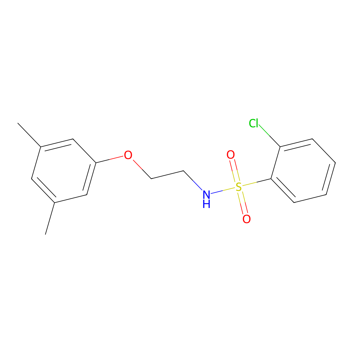 2-chloro-N-(2-(3,5-dimethylphenoxy)ethyl)benzenesulfonamide molecular structure, CAS 1105235-80-0