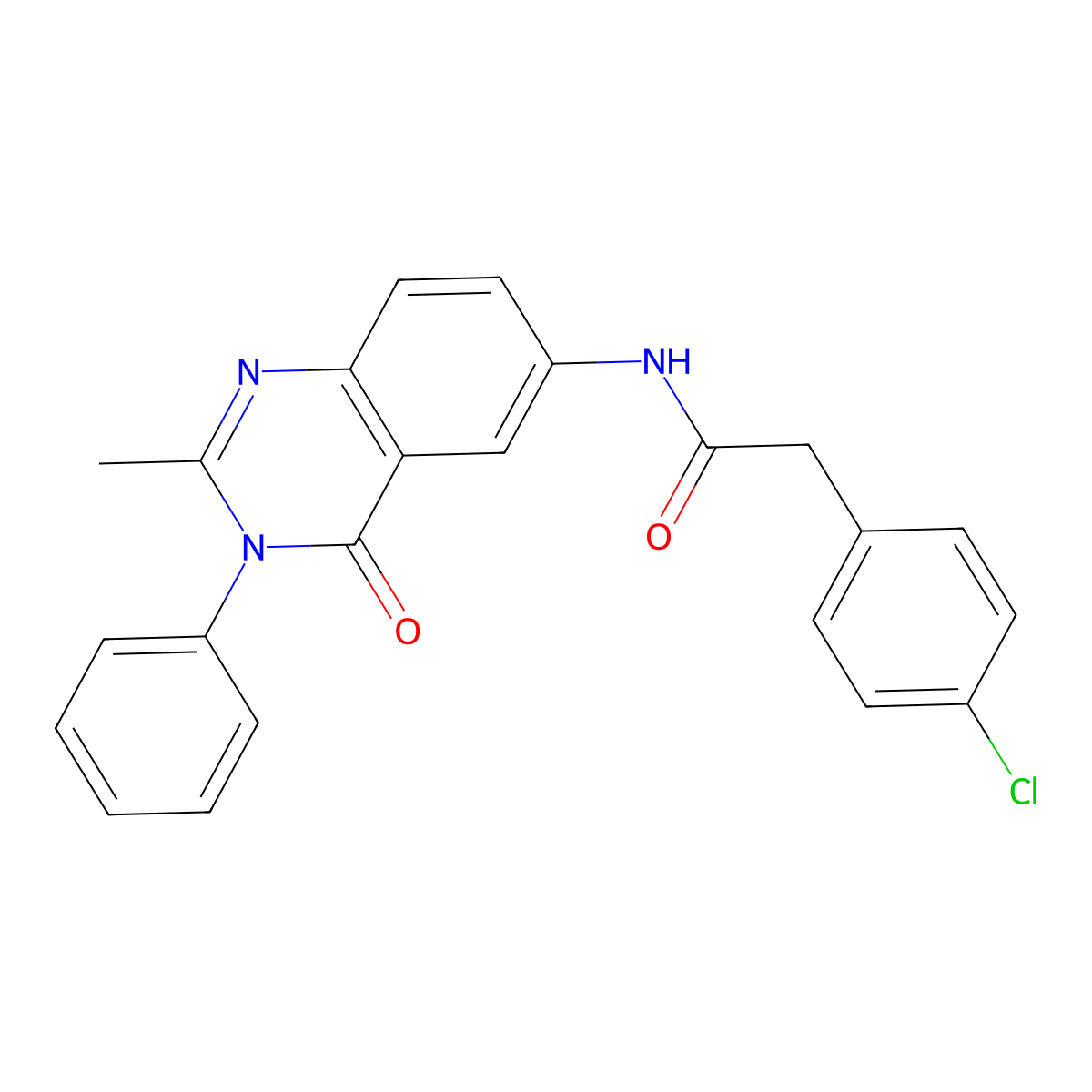 2-(4-chlorophenyl)-N-(2-methyl-4-oxo-3-phenyl-3,4-dihydroquinazolin-6-yl)acetamide molecular structure, CAS 1105235-85-5