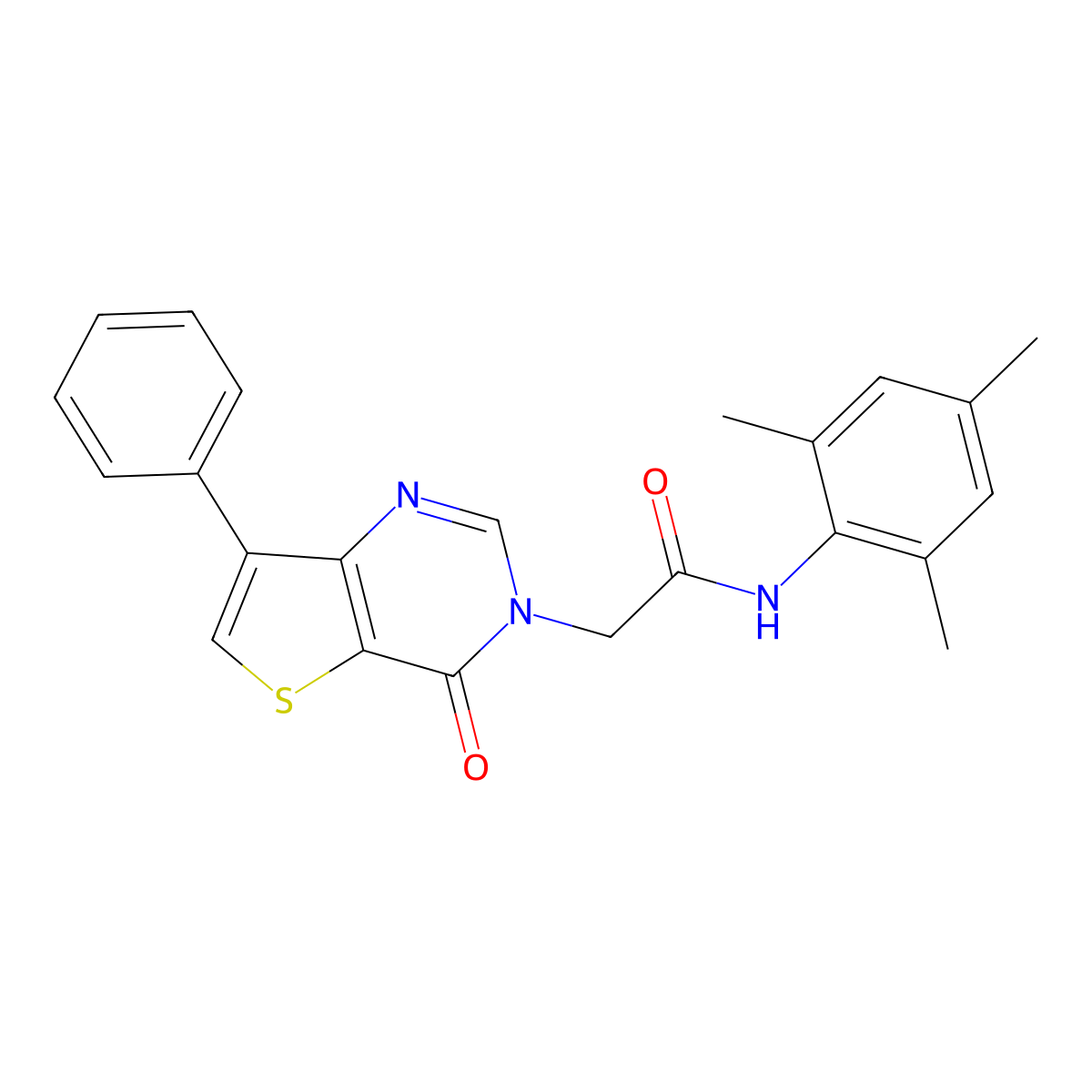 N-mesityl-2-(4-oxo-7-phenylthieno[3,2-d]pyrimidin-3(4H)-yl)acetamide molecular structure, CAS 1105235-87-7
