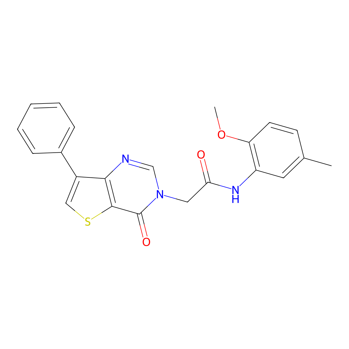 N-(2-methoxy-5-methylphenyl)-2-(4-oxo-7-phenylthieno[3,2-d]pyrimidin-3(4H)-yl)acetamide molecular structure, CAS 1105235-92-4