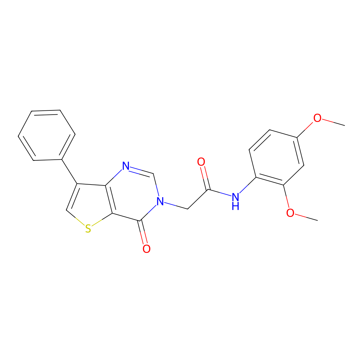 N-(2,4-dimethoxyphenyl)-2-(4-oxo-7-phenylthieno[3,2-d]pyrimidin-3(4H)-yl)acetamide molecular structure, CAS 1105235-95-7