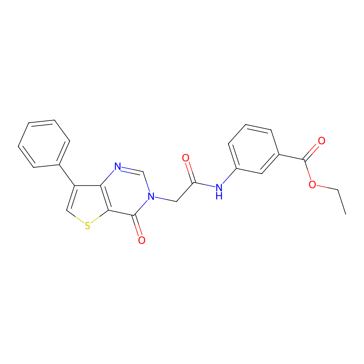 ethyl 3-{[(4-oxo-7-phenylthieno[3,2-d]pyrimidin-3(4H)-yl)acetyl]amino}benzoate molecular structure, CAS 1105236-00-7