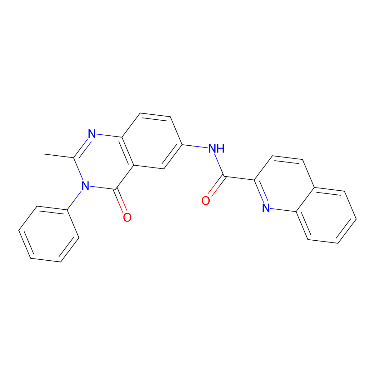 N-(2-methyl-4-oxo-3-phenyl-3,4-dihydroquinazolin-6-yl)quinoline-2-carboxamide molecular structure, CAS 1105236-01-8