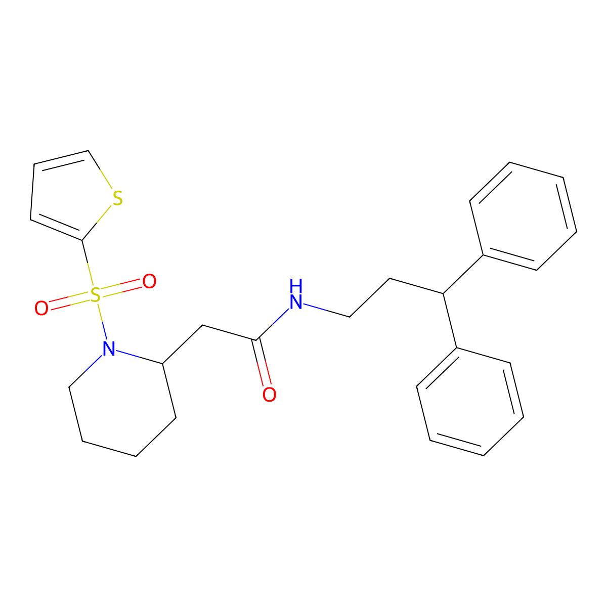 N-(3,3-diphenylpropyl)-2-(1-(thiophen-2-ylsulfonyl)piperidin-2-yl)acetamide molecular structure, CAS 1105236-02-9