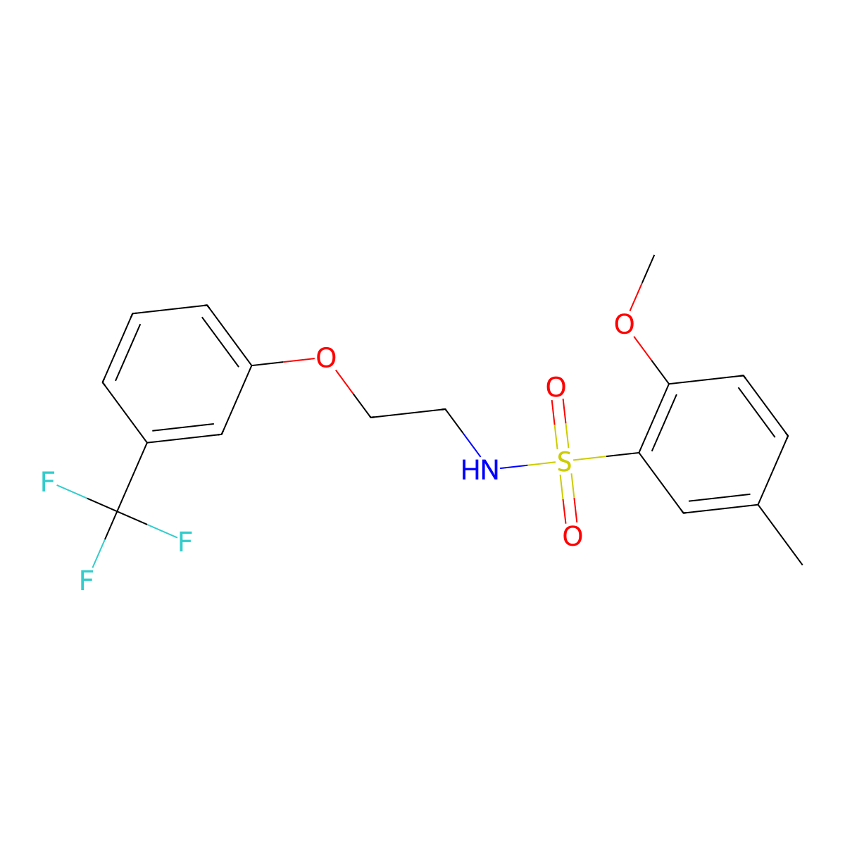 2-methoxy-5-methyl-N-(2-(3-(trifluoromethyl)phenoxy)ethyl)benzenesulfonamide molecular structure, CAS 1105236-04-1