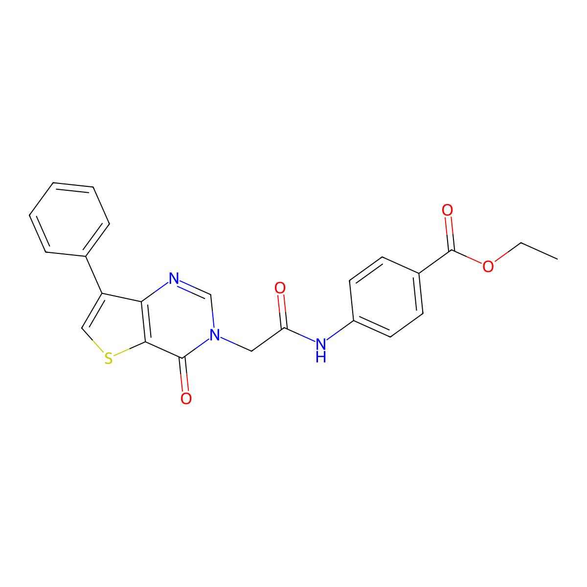 ethyl 4-{[(4-oxo-7-phenylthieno[3,2-d]pyrimidin-3(4H)-yl)acetyl]amino}benzoate molecular structure, CAS 1105236-08-5