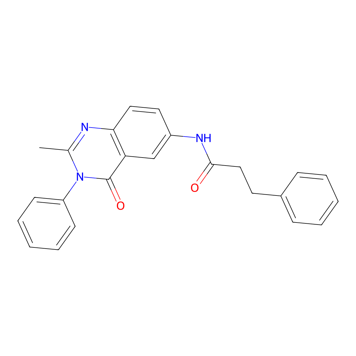 N-(2-methyl-4-oxo-3-phenyl-3,4-dihydroquinazolin-6-yl)-3-phenylpropanamide molecular structure, CAS 1105236-09-6