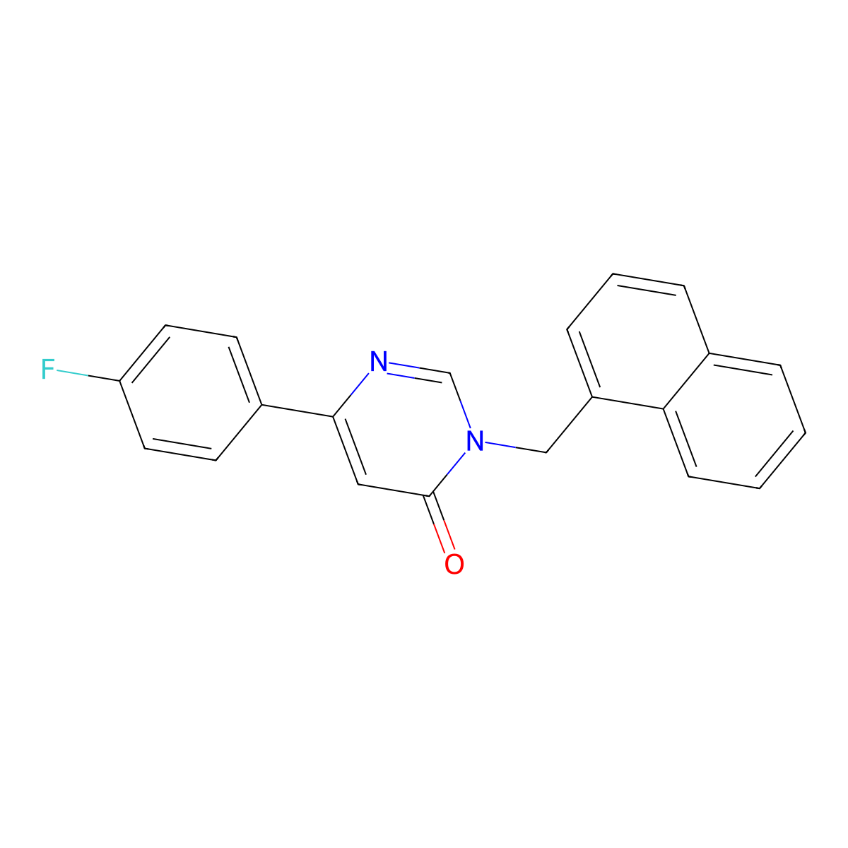 6-(4-fluorophenyl)-3-(naphthalen-1-ylmethyl)pyrimidin-4(3H)-one molecular structure, CAS 1105236-14-3