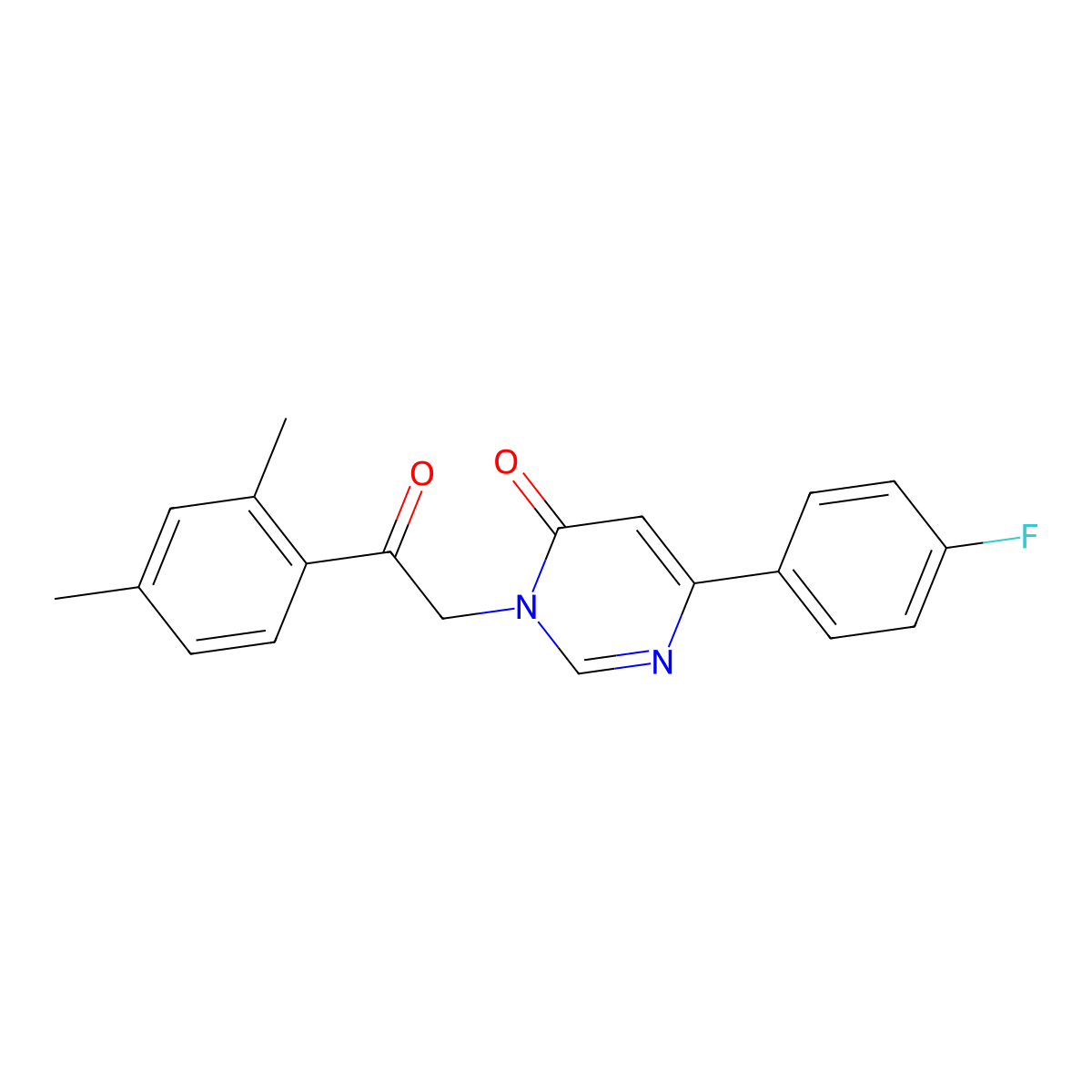 3-(2-(2,4-dimethylphenyl)-2-oxoethyl)-6-(4-fluorophenyl)pyrimidin-4(3H)-one molecular structure, CAS 1105236-21-2