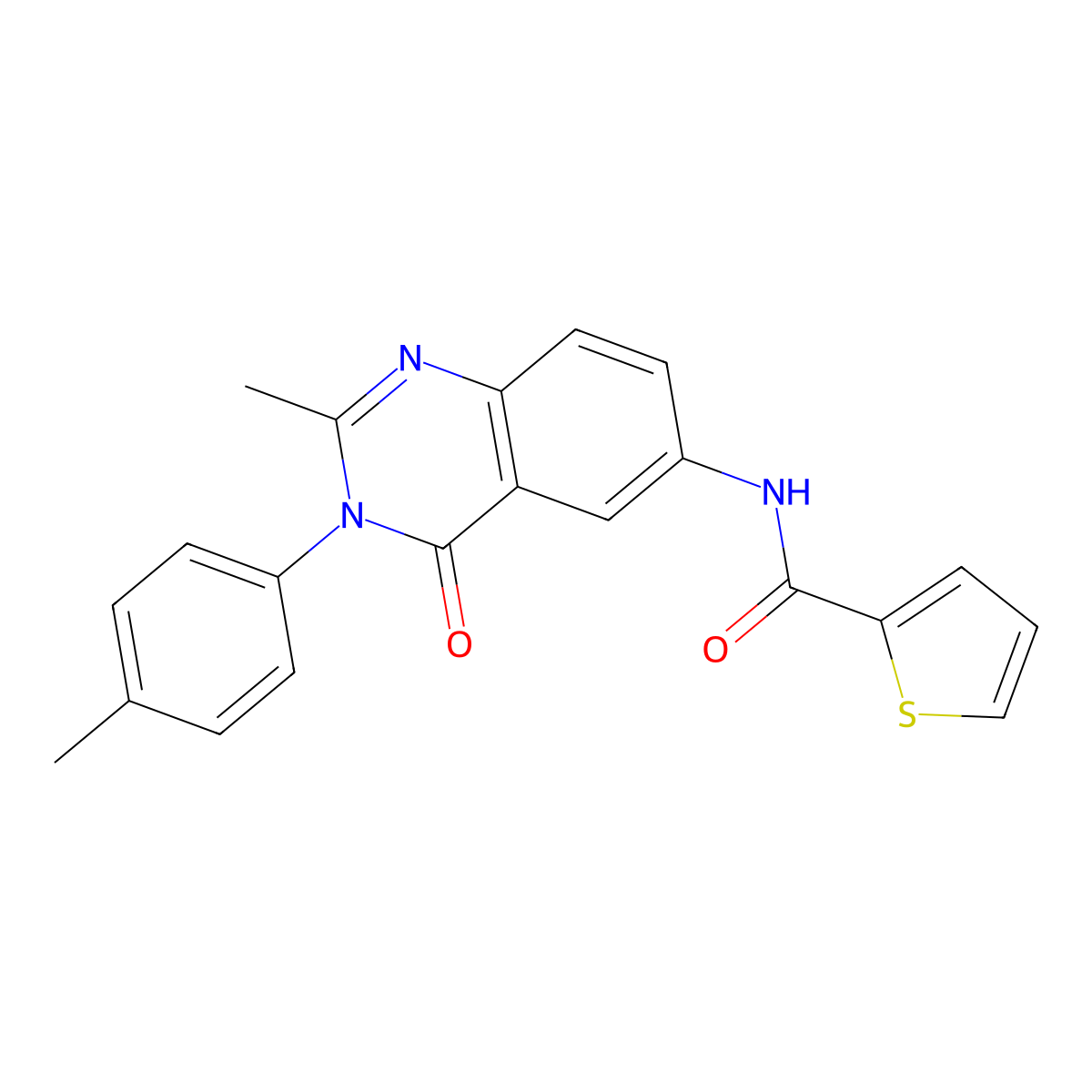 N-(2-methyl-4-oxo-3-(p-tolyl)-3,4-dihydroquinazolin-6-yl)thiophene-2-carboxamide molecular structure, CAS 1105236-24-5