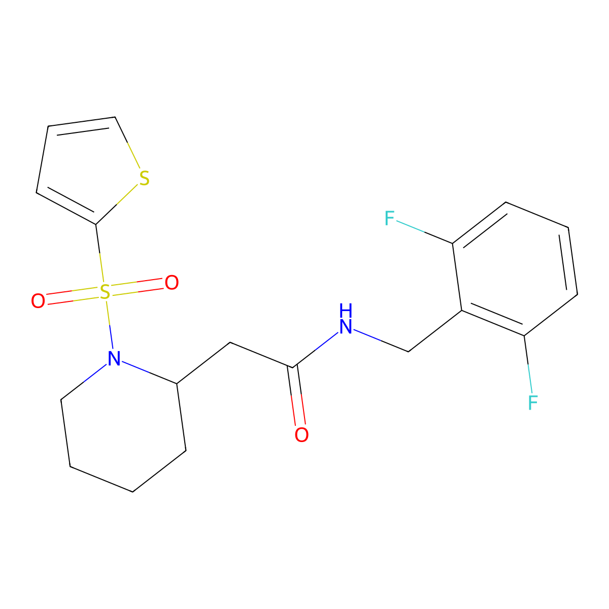 N-(2,6-difluorobenzyl)-2-(1-(thiophen-2-ylsulfonyl)piperidin-2-yl)acetamide molecular structure, CAS 1105236-25-6