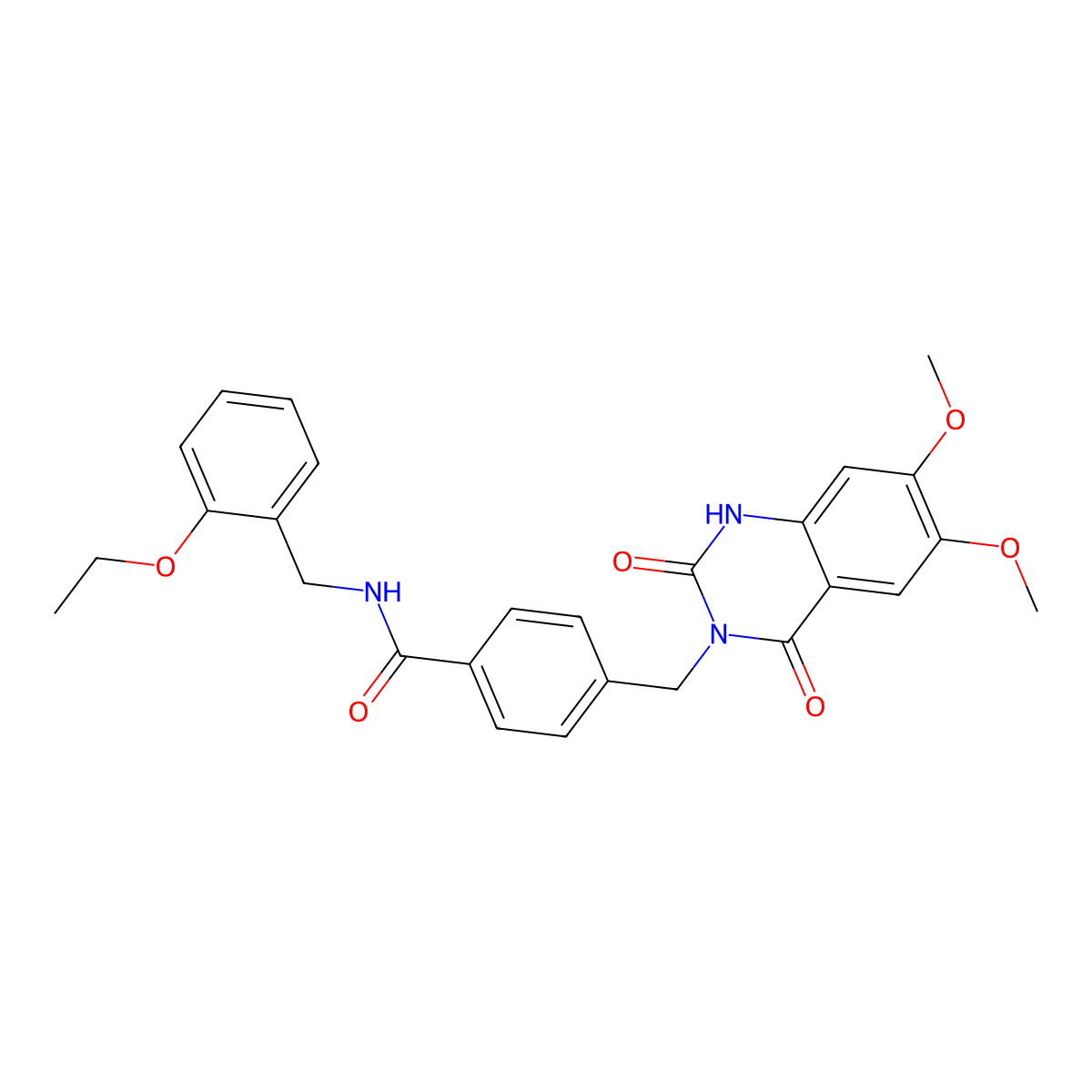 4-((6,7-dimethoxy-2,4-dioxo-1,2-dihydroquinazolin-3(4H)-yl)methyl)-N-(2-ethoxybenzyl)benzamide molecular structure, CAS 1105236-26-7
