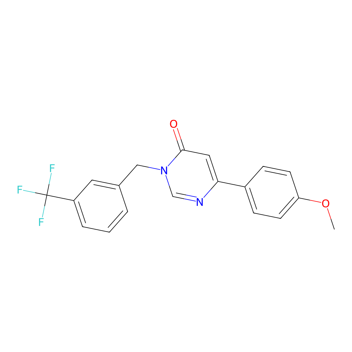 6-(4-methoxyphenyl)-3-(3-(trifluoromethyl)benzyl)pyrimidin-4(3H)-one molecular structure, CAS 1105236-29-0