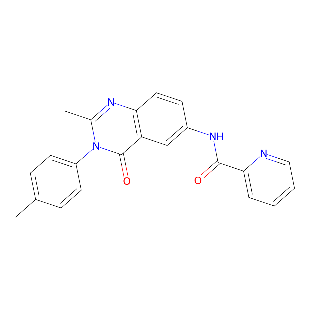 N-(2-methyl-4-oxo-3-(p-tolyl)-3,4-dihydroquinazolin-6-yl)picolinamide molecular structure, CAS 1105236-32-5