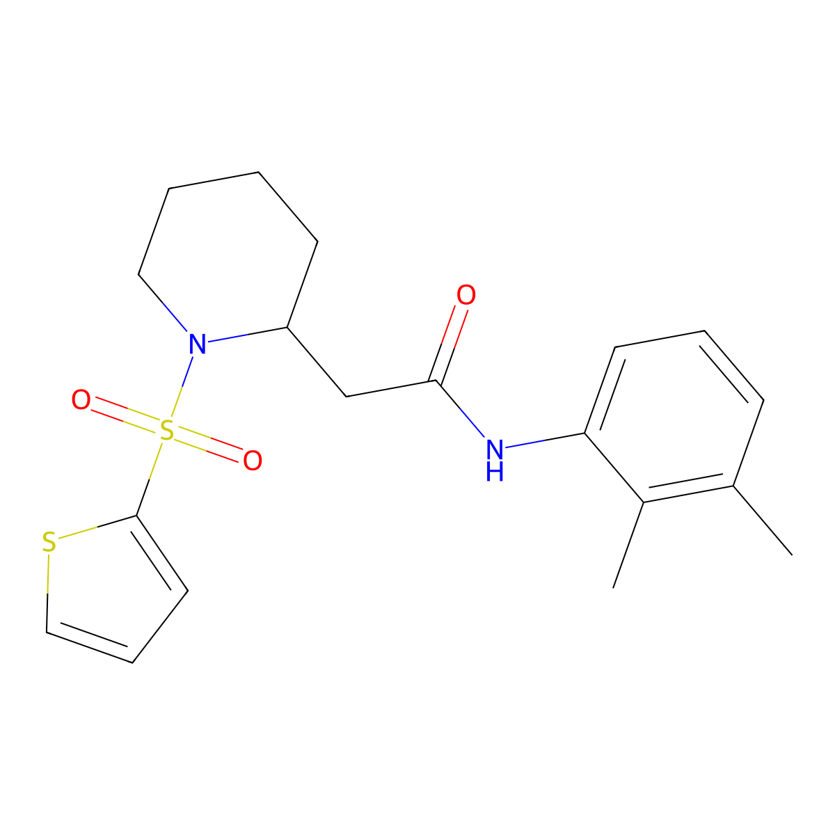N-(2,3-dimethylphenyl)-2-(1-(thiophen-2-ylsulfonyl)piperidin-2-yl)acetamide molecular structure, CAS 1105236-33-6