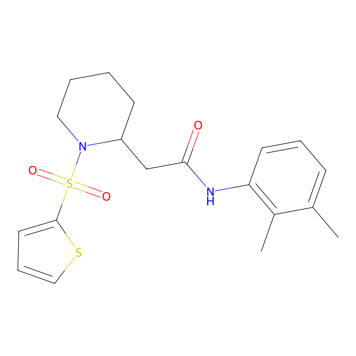 N-(2,3-dimethylphenyl)-2-(1-(thiophen-2-ylsulfonyl)piperidin-2-yl)acetamide molecular structure, CAS 1105236-33-6