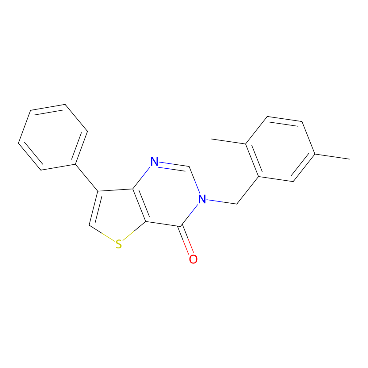 3-(2,5-dimethylbenzyl)-7-phenylthieno[3,2-d]pyrimidin-4(3H)-one molecular structure, CAS 1105236-39-2