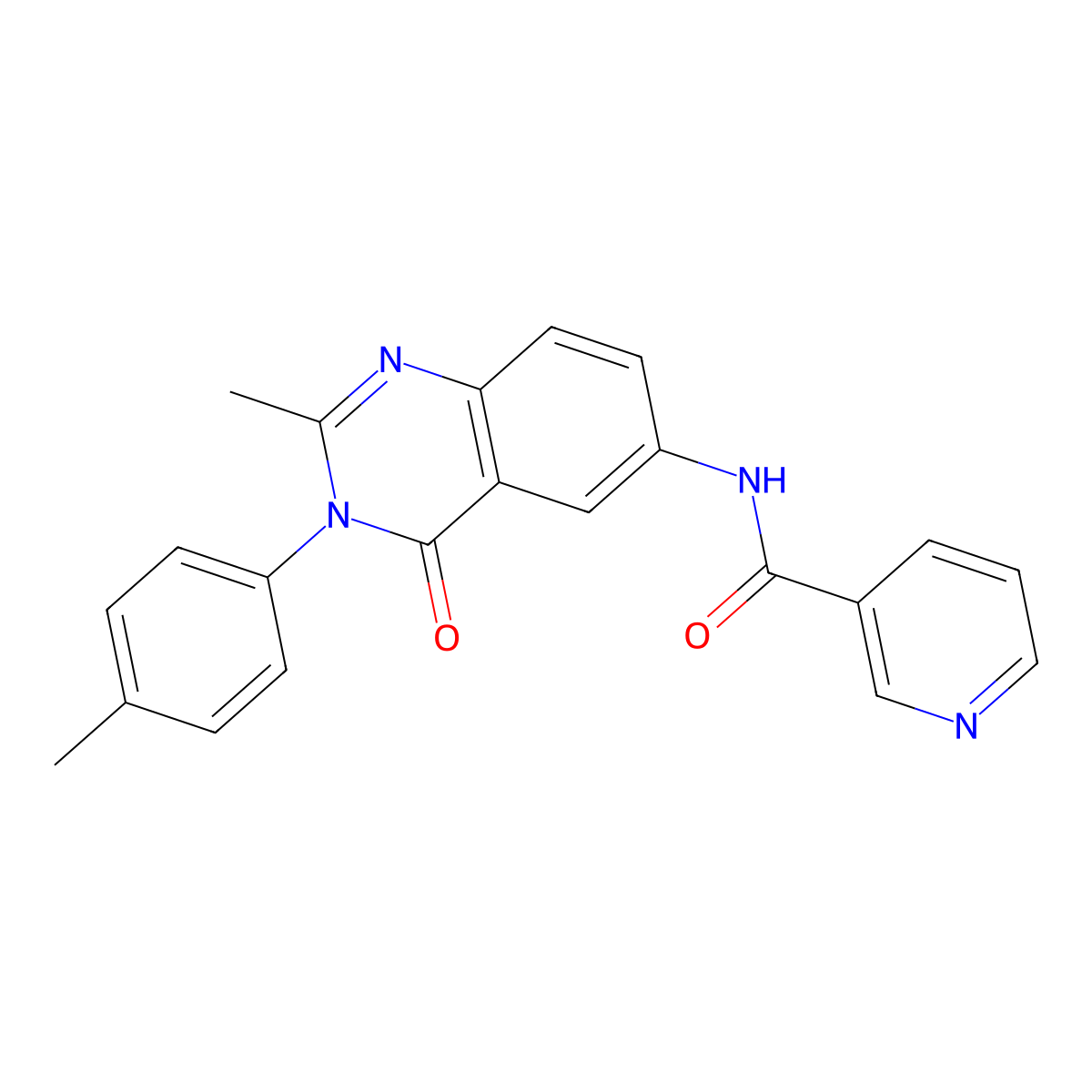 N-(2-methyl-4-oxo-3-(p-tolyl)-3,4-dihydroquinazolin-6-yl)nicotinamide molecular structure, CAS 1105236-40-5