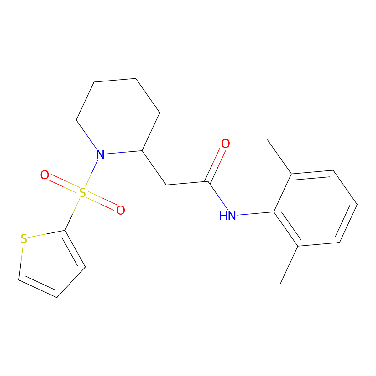 N-(2,6-dimethylphenyl)-2-(1-(thiophen-2-ylsulfonyl)piperidin-2-yl)acetamide molecular structure, CAS 1105236-41-6